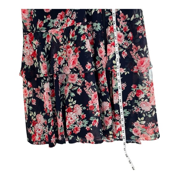 Lulus Navy Floral Maxi Dress Low Plunge Short Sleeve Womens XS - Picture 11 of 11